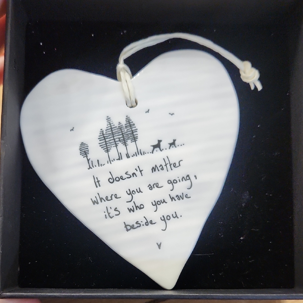 Heart-Shaped Hanging Ornament with Inspirational Quote